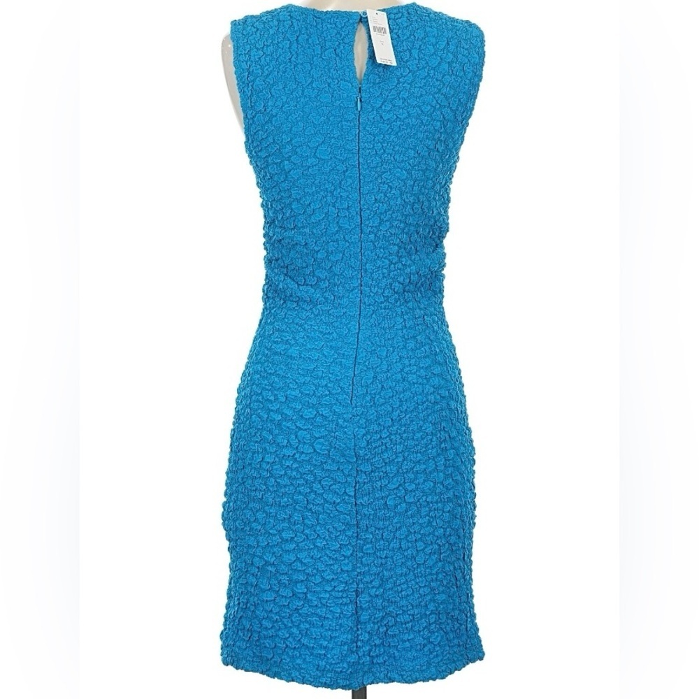 NEW Anthropologie Textured Topaz Blue Sleeveless Cocktail Sheath Dress Sz S - Picture 3 of 7
